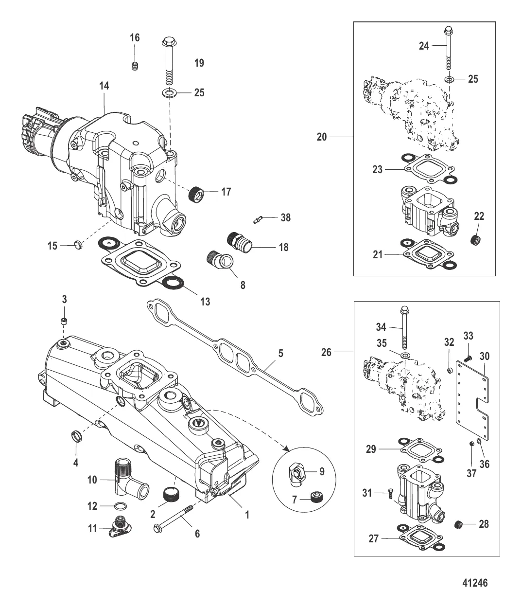 Выхлопной коллектор и коленчатый патрубок