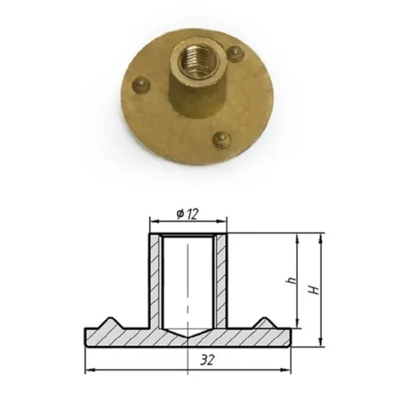 Техномарин Т-гайка глухая латунь 15 мм