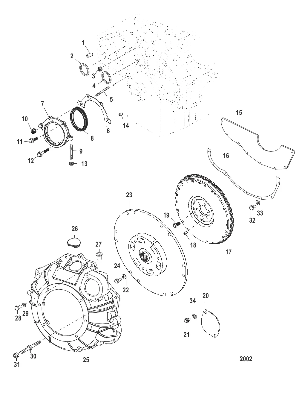 Корпус маховика блока цилиндров
