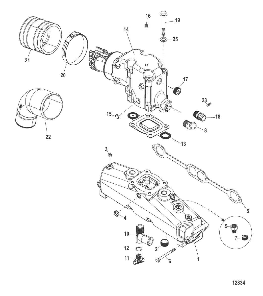 Выхлопной коллектор и коленчатый патрубок