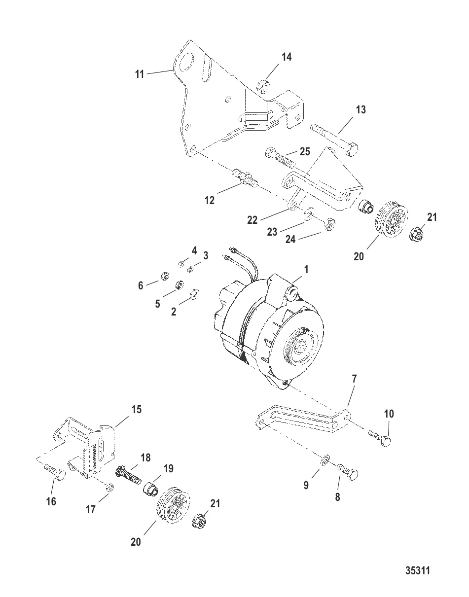 ALTERNATOR (MANDO) & BRACKETS (0L918999 & BELOW)