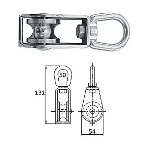 Блок 1-шкив. со скобой 50 мм 0505-0150