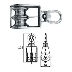 Блок 2-шкив. со скобой 32 мм 0506-0132