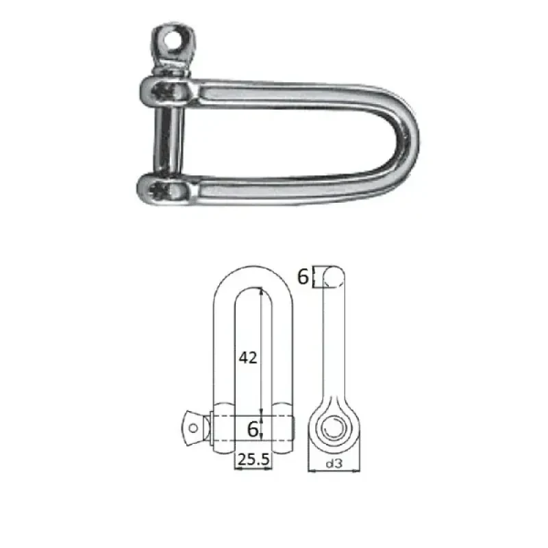 HOMER Скоба такелажная с винтовым пальцем 6 мм AISI 316