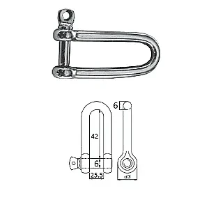 Скоба такелажная с винтовым пальцем 6 мм AISI 316 001006