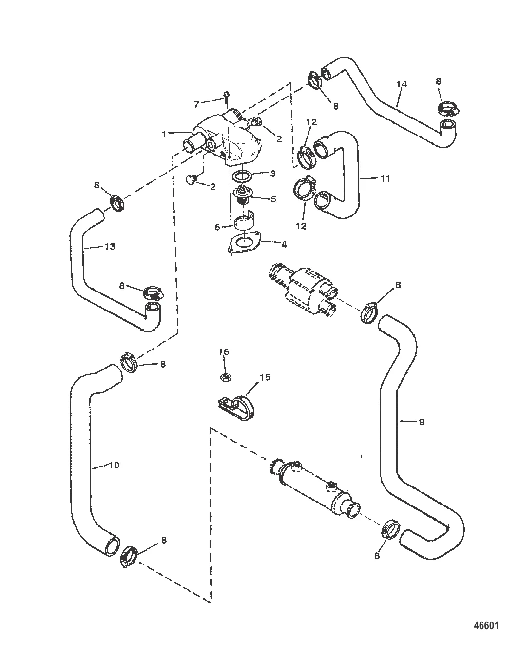 КОРПУС ТЕРМОСТАТА (СТАНДАРТНАЯ СИСТЕМА ОХЛАЖДЕНИЯ)