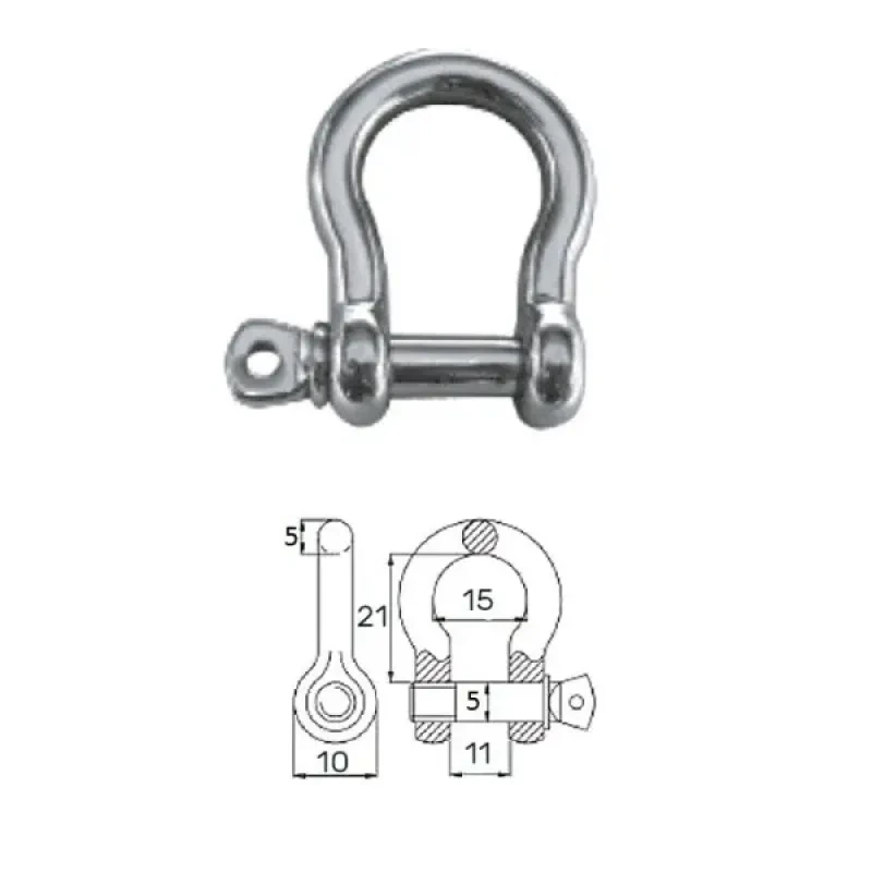 CIM Скоба такелажная подкова с винтовым пальцем 5 мм сталь AISI 316