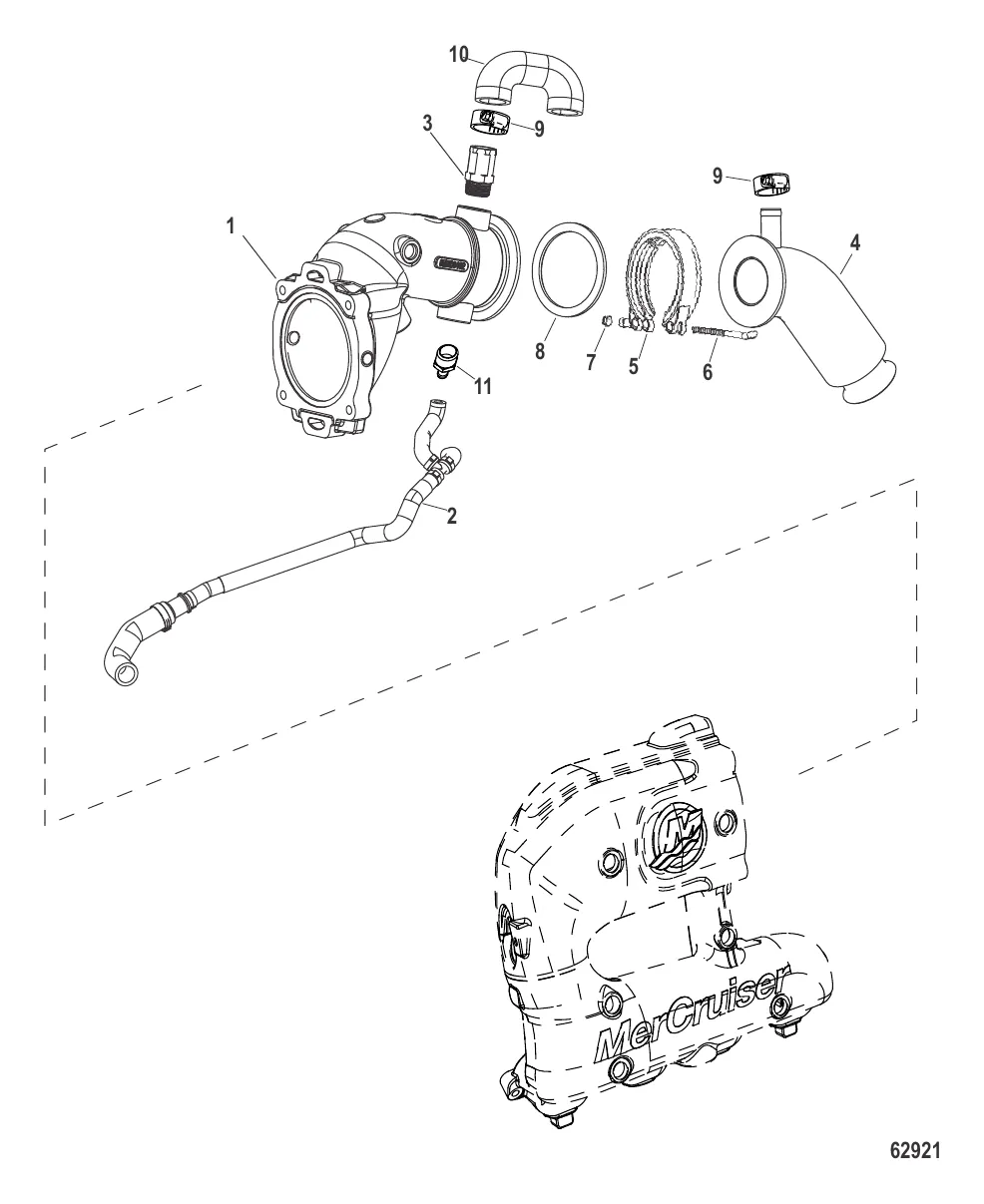Угловая выводящая труба глушителя V-образный (2A532422 и выше)