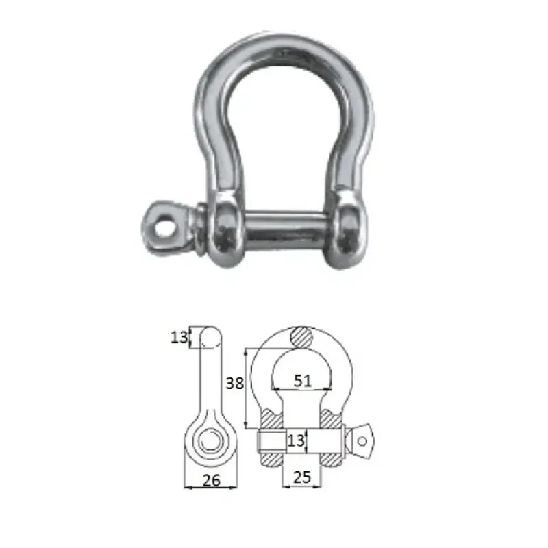 CIM Скоба такелажная подкова с винтовым пальцем 12 мм сталь AISI 316