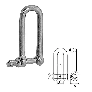 Скоба такелажная удлиненная с винтовым пальцем 4 мм сталь AISI 316 2408-0104