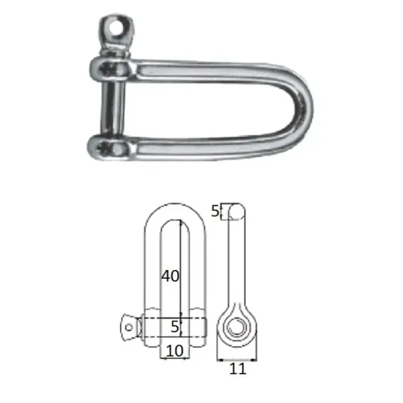 CIM Скоба такелажная удлиненная с винтовым пальцем 5 мм сталь AISI 316