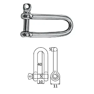 Скоба такелажная удлиненная с винтовым пальцем 5 мм сталь AISI 316 2408-0105