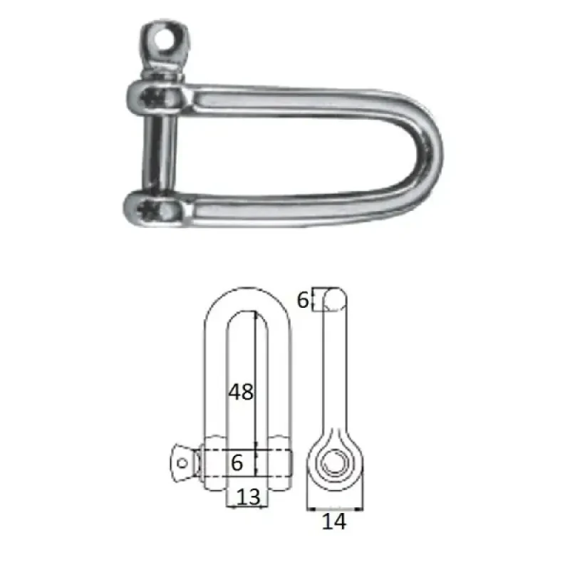 CIM Скоба такелажная удлиненная с винтовым пальцем 6 мм сталь AISI 316