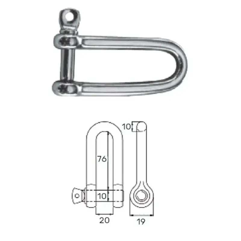 CIM Скоба такелажная удлиненная с винтовым пальцем 10 мм сталь AISI 316