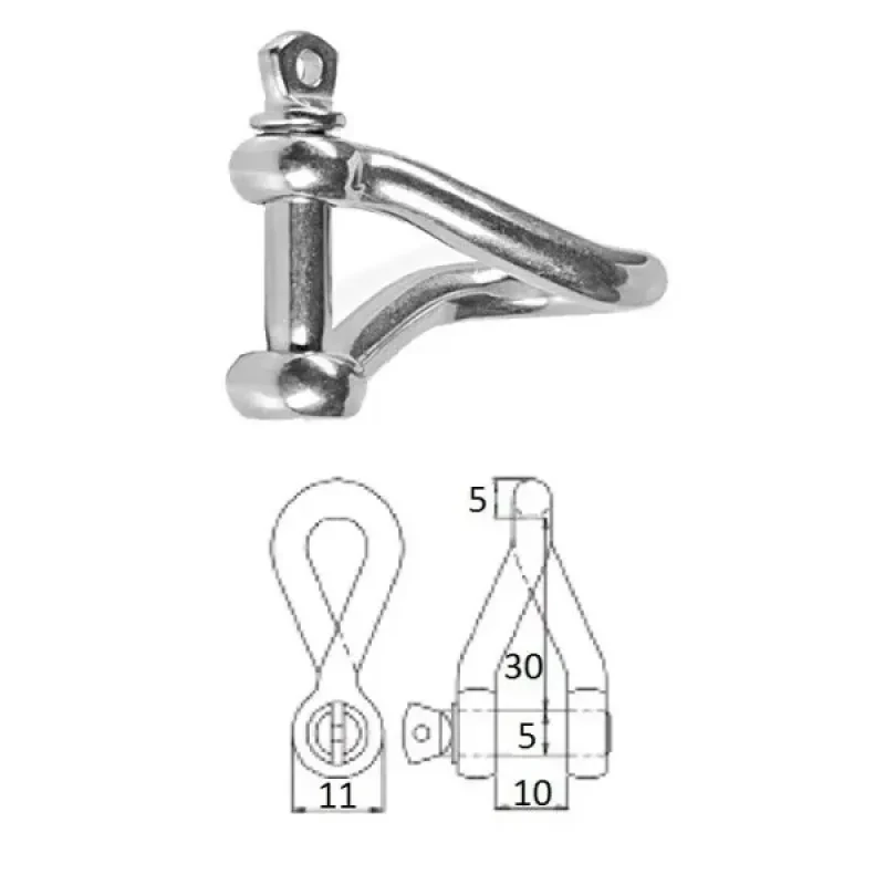 CIM Скоба такелажная изогнутая с винтовым пальцем 5 мм сталь AISI 316