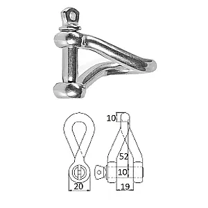 Скоба такелажная изогнутая с винтовым пальцем 10 мм сталь AISI 316 2409-0110