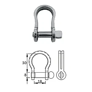 Скоба такелажная плоская с винтовым пальцем 8 мм 2432-0308