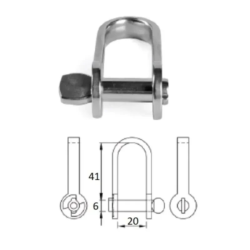 CIM Скоба такелажная плоская удлинённая с винтовым пальцем 6х38 мм