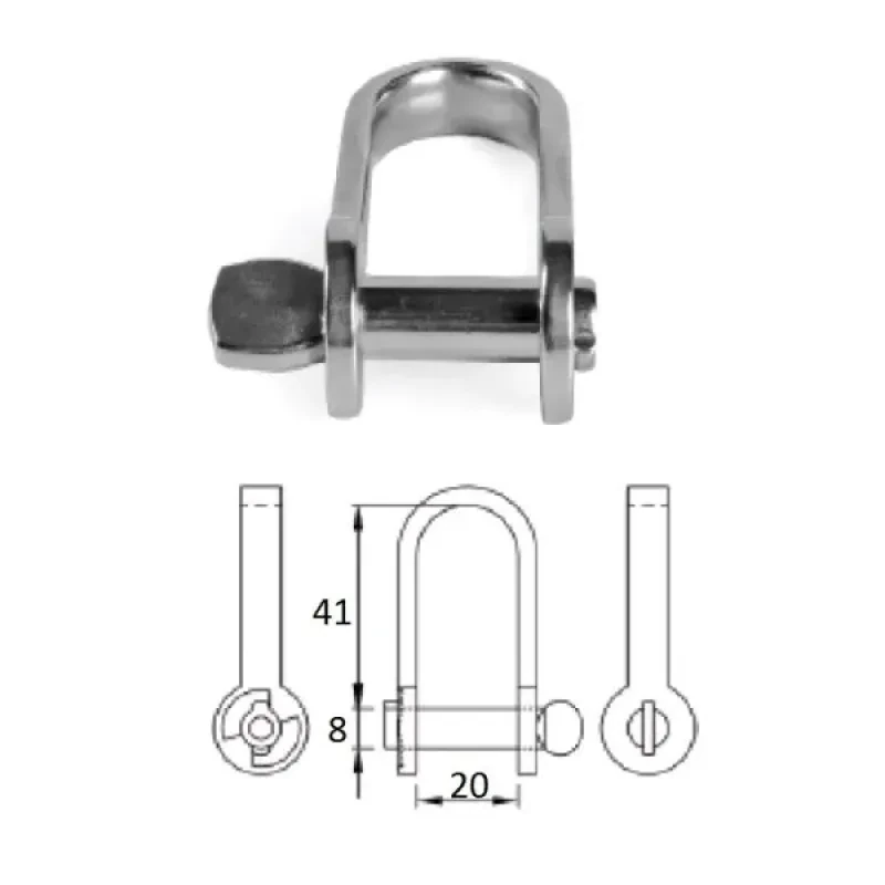 CIM Скоба такелажная плоская удлинённая с винтовым пальцем 8х41 мм