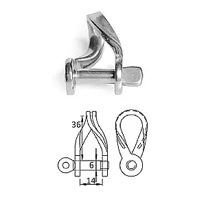 Скоба такелажная плоская изогнутая с винтовым пальцем 6 мм 2436-0306