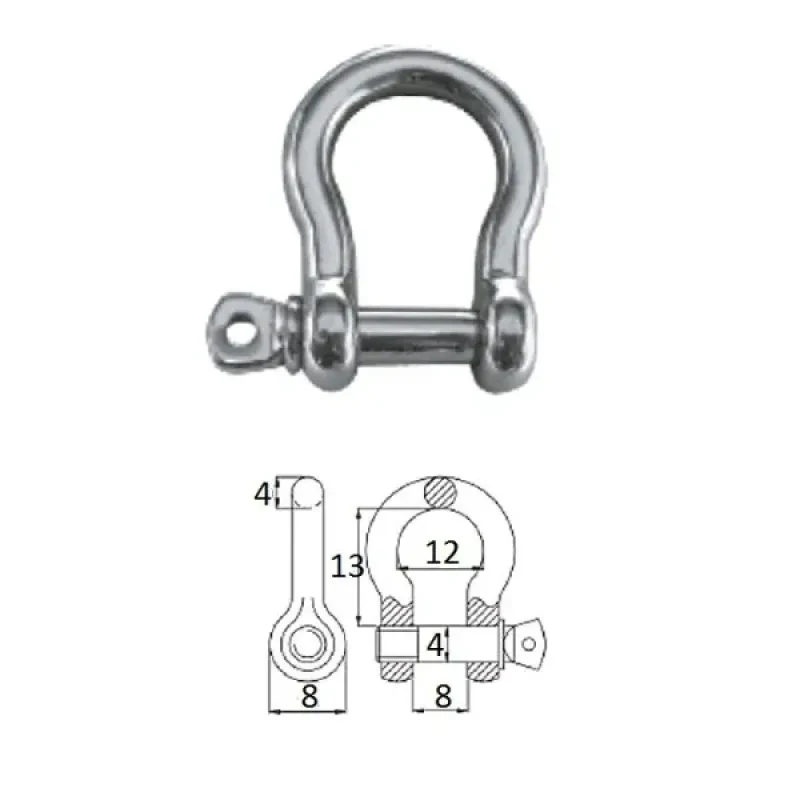 CIM Скоба такелажная подкова с винтовым пальцем 4 мм сталь AISI 316