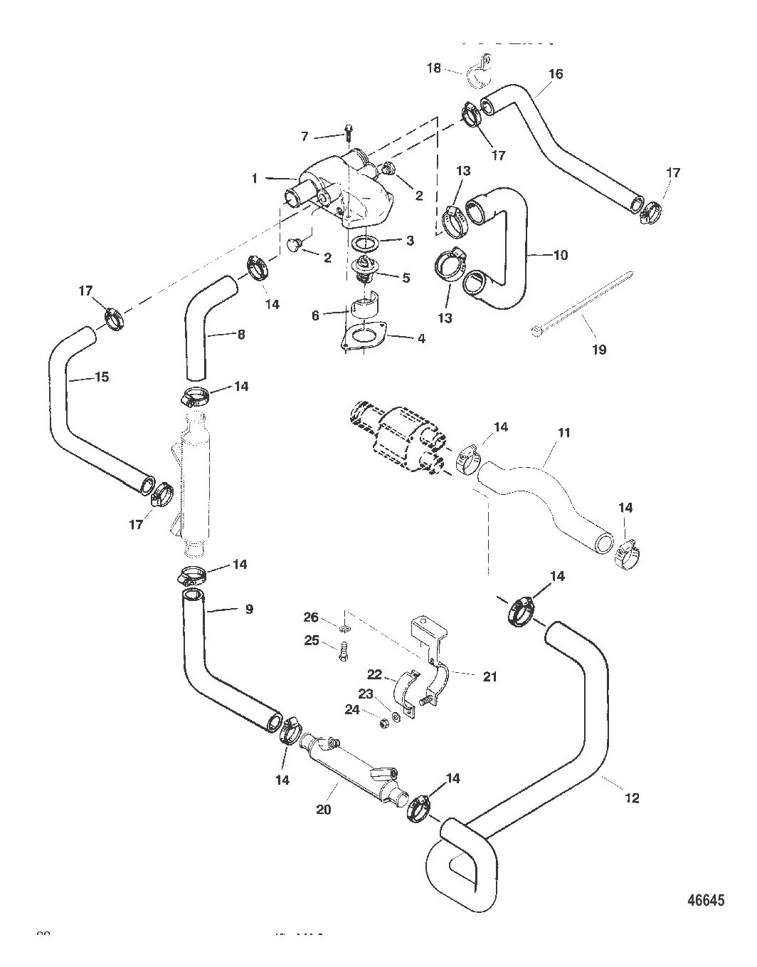 КОРПУС ТЕРМОСТАТА (СТАНДАРТНАЯ СИСТЕМА ОХЛАЖДЕНИЯ)
