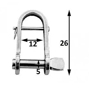 Скоба такелажная с пальцем 5мм 26х12 AISI 316 2434-0304