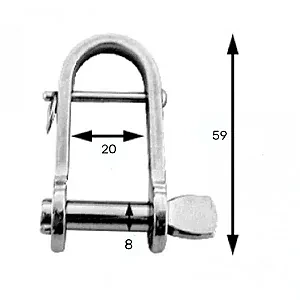 Скоба такелажная с пальцем 8мм 59х20 AISI 316 2434-0307