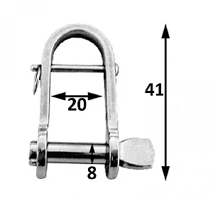 Скоба такелажная с пальцем 8 мм 41х20 AISI 316 2434-0308