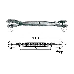 Талреп со стопорн.болт М 5 130-190 мм 3110-0105