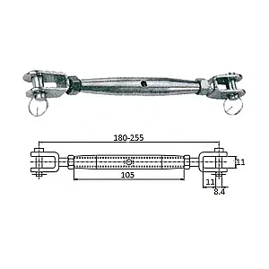 Талреп со стопорн.болт М 8 180-255 мм 3110-0108