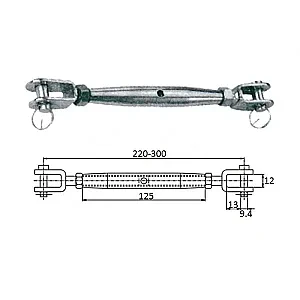 Талреп со стопорн.болт М10 220-300 мм 3110-0110