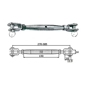 Талреп со стопорн.болт М12 270-385 мм 3110-0112