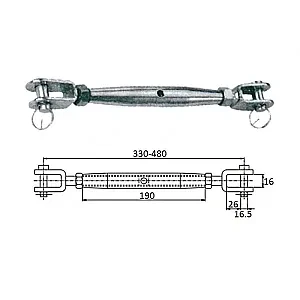 Талреп со стопорн.болт М16 330-480 мм 3110-0116
