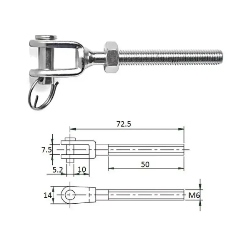Зажим талрепа М 6 левая резьба