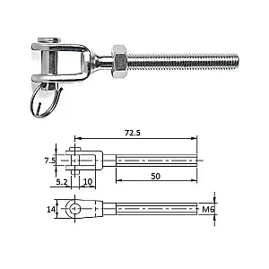 Зажим талрепа М 6 левая резьба 3116-1106