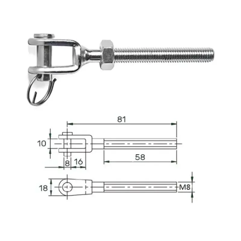 CIM Зажим талрепа М 8 левая резьба