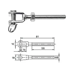 Зажим талрепа М 8 левая резьба 3116-1108