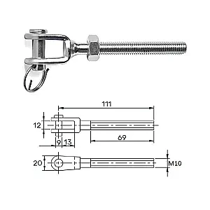 Зажим талрепа М10 левая резьба 3116-1110