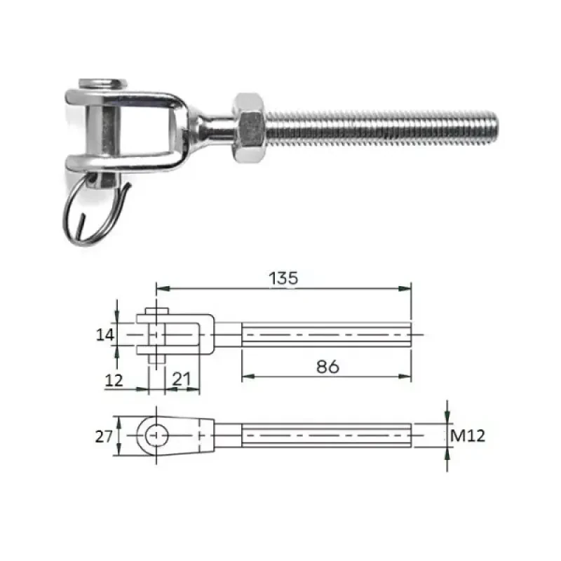 CIM Зажим талрепа М12 левая резьба