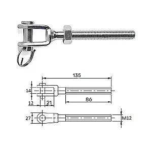 Зажим талрепа М12 левая резьба 3116-1112