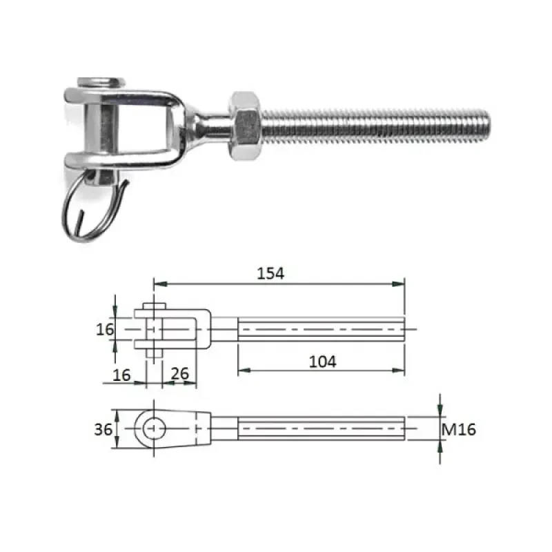 CIM Зажим талрепа М16 левая резьба