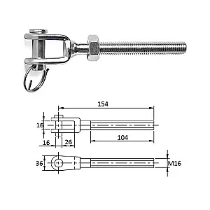 Зажим талрепа М16 левая резьба 3116-1116