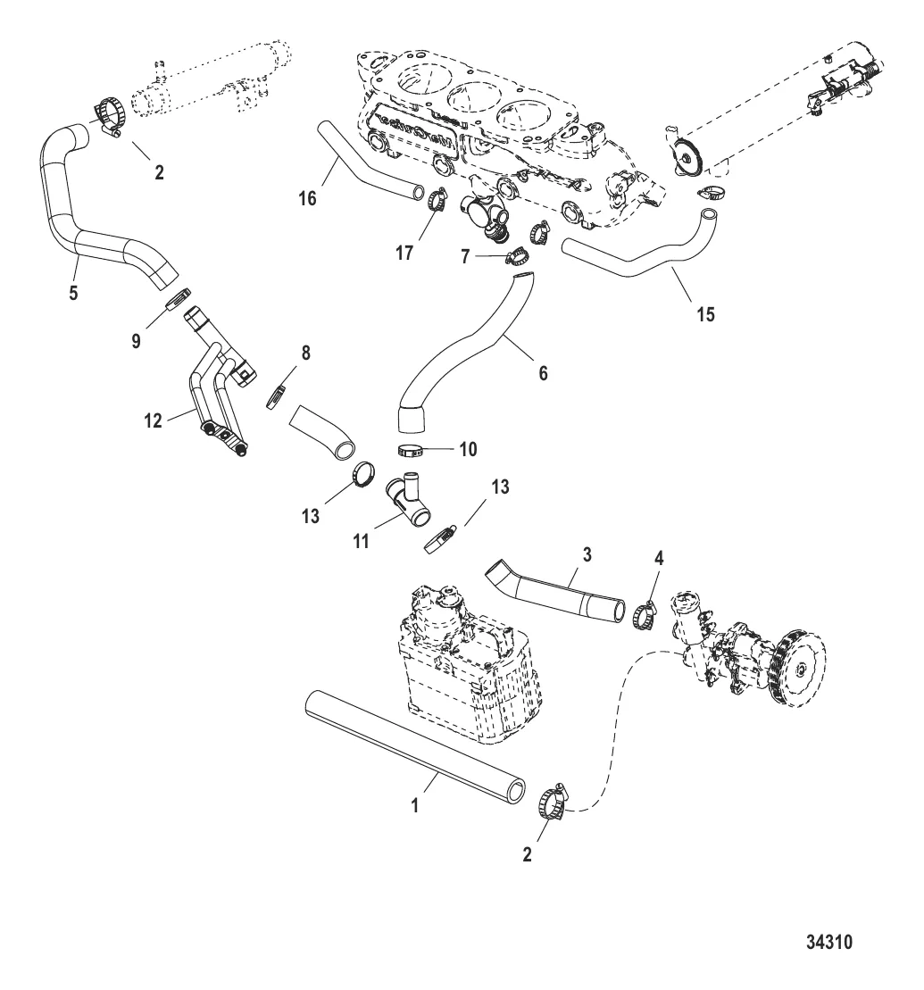 Система охлаждения Система для неочищенной воды, правый борт (с/н 1A380209 и ниже)