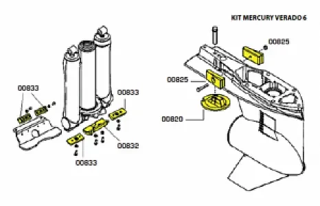 Комплект алюминиевых анодов Mercury Verado KITVERADO6AL