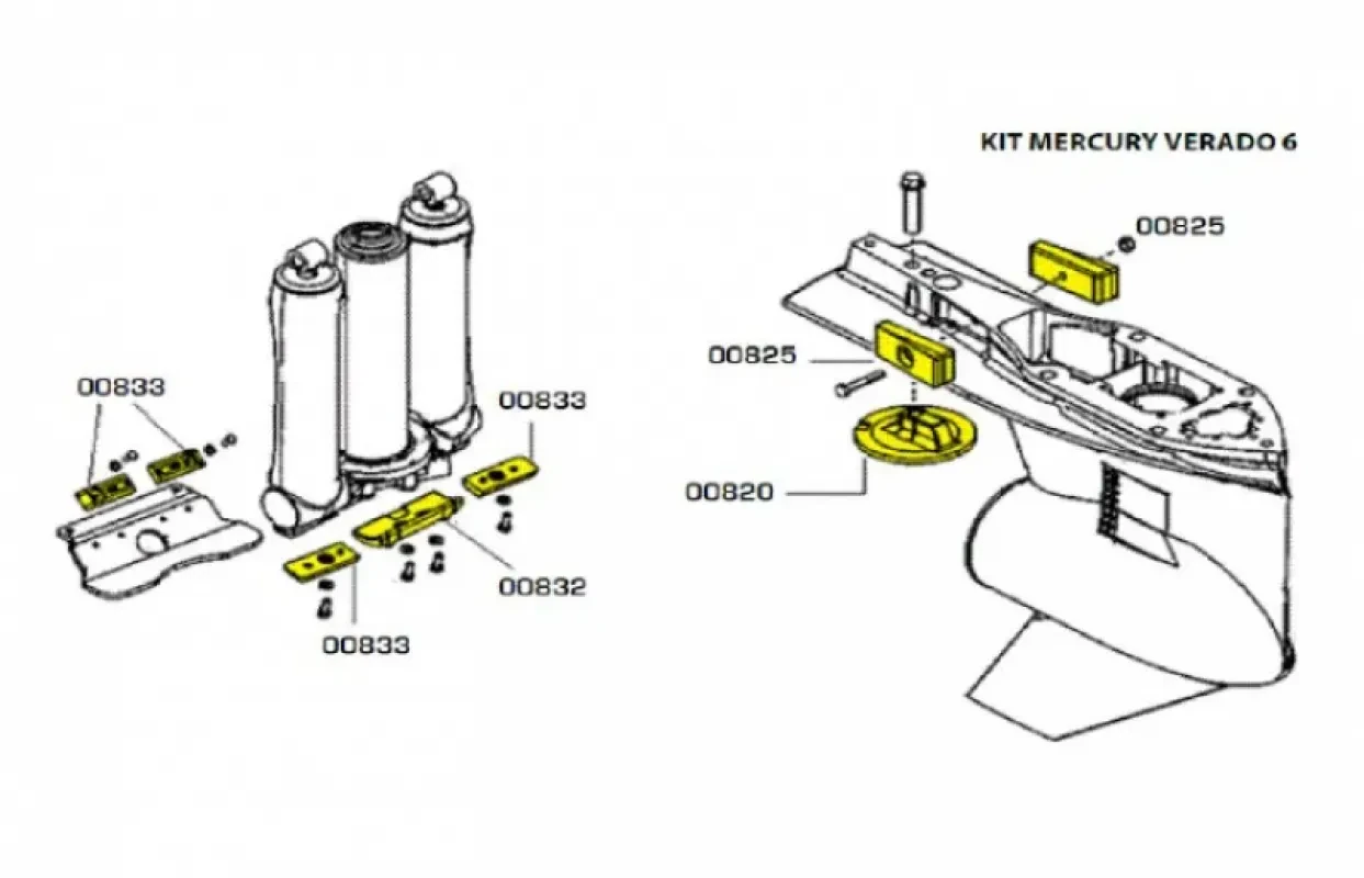 TECNOSEAL Комплект магниевых анодов Mercury Verado (6 цил.)