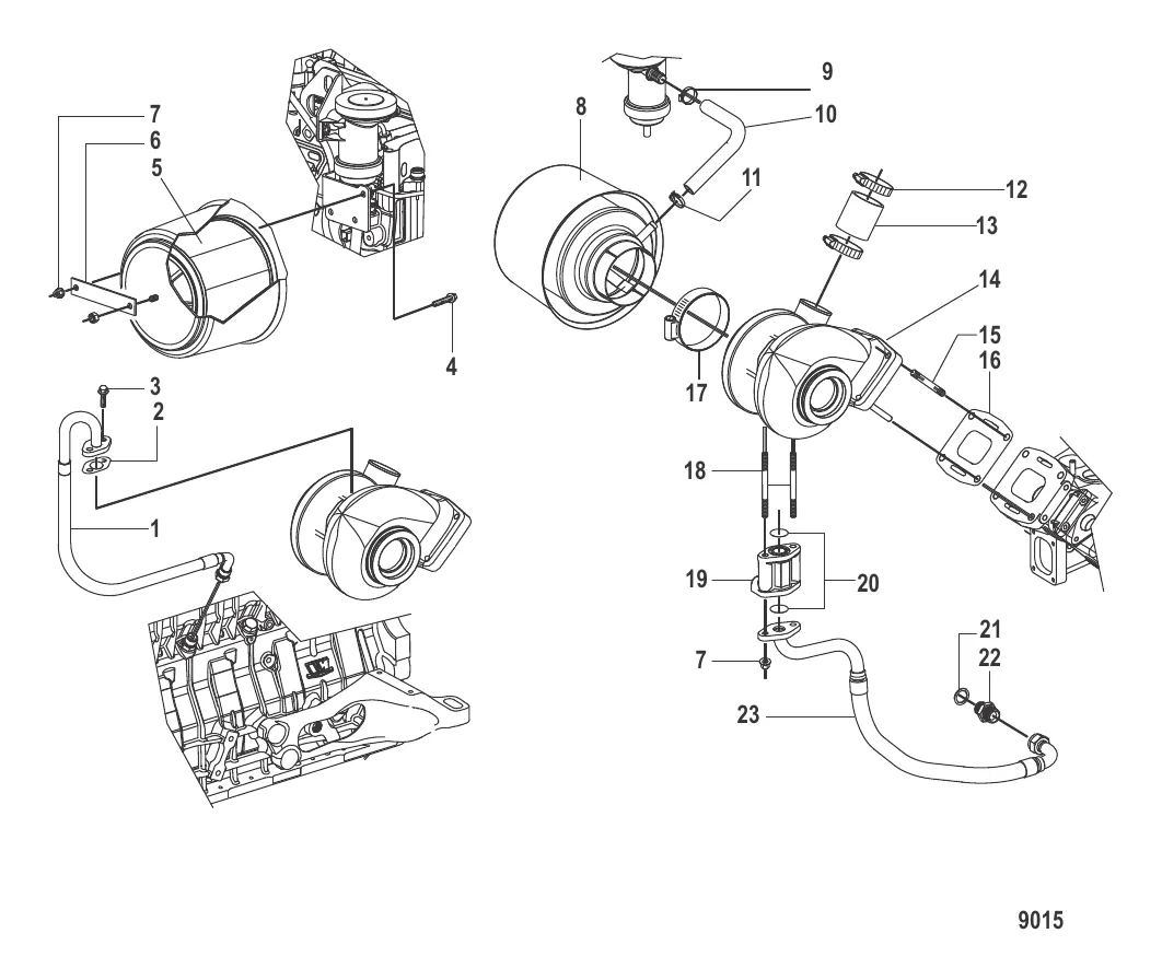 Турбонагнетатель и воздушный фильтр в сборе