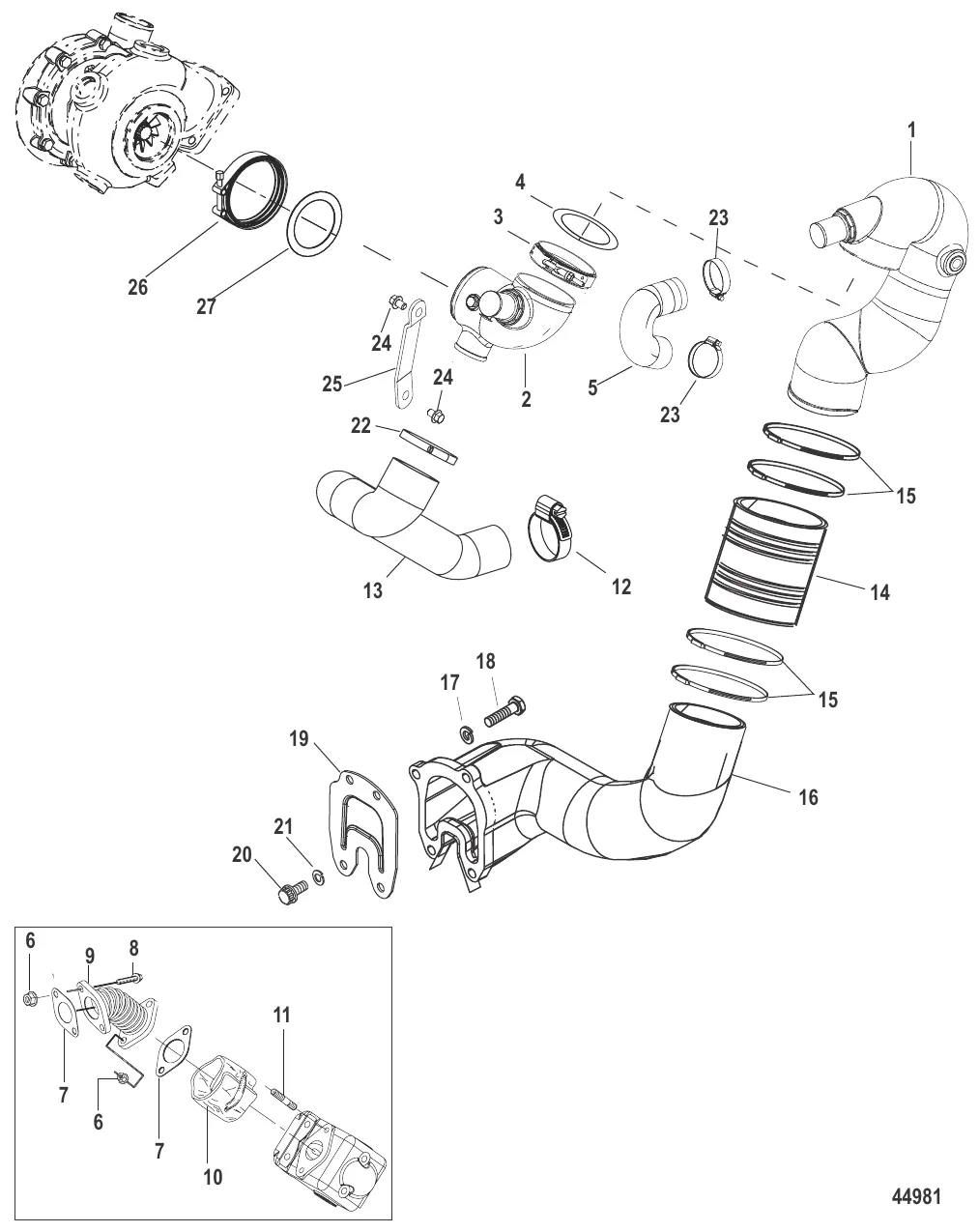 Компоненты выхлопной системы Поворотно-откидная колонка – конструкция II