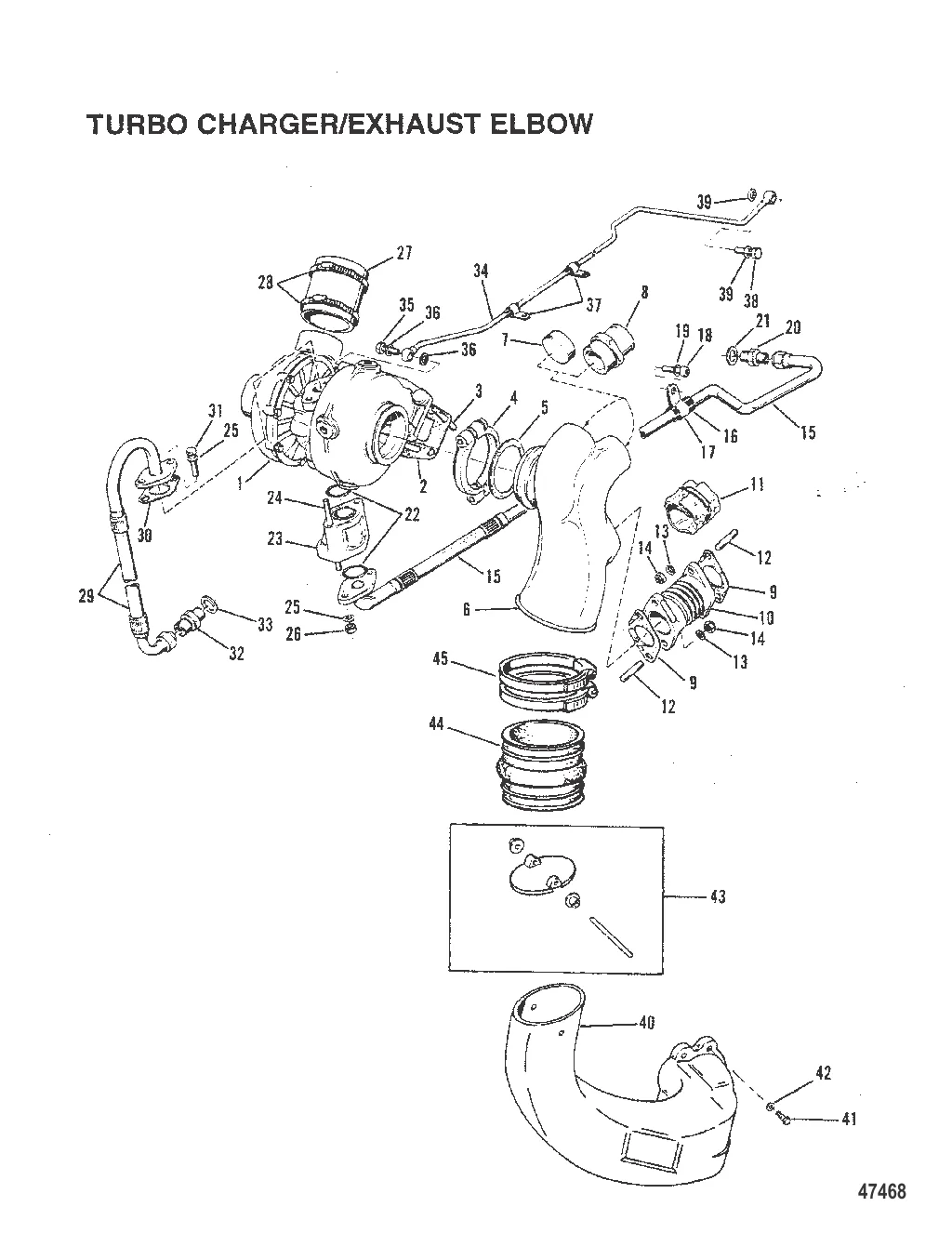 ТУРБОНАГНЕТАТЕЛЬ/ВЫХЛОПНОЙ КОЛЕНЧАТЫЙ ПАТРУБОК (ПОВОРОТНО-ОТКИДНАЯ КОЛОНКА)