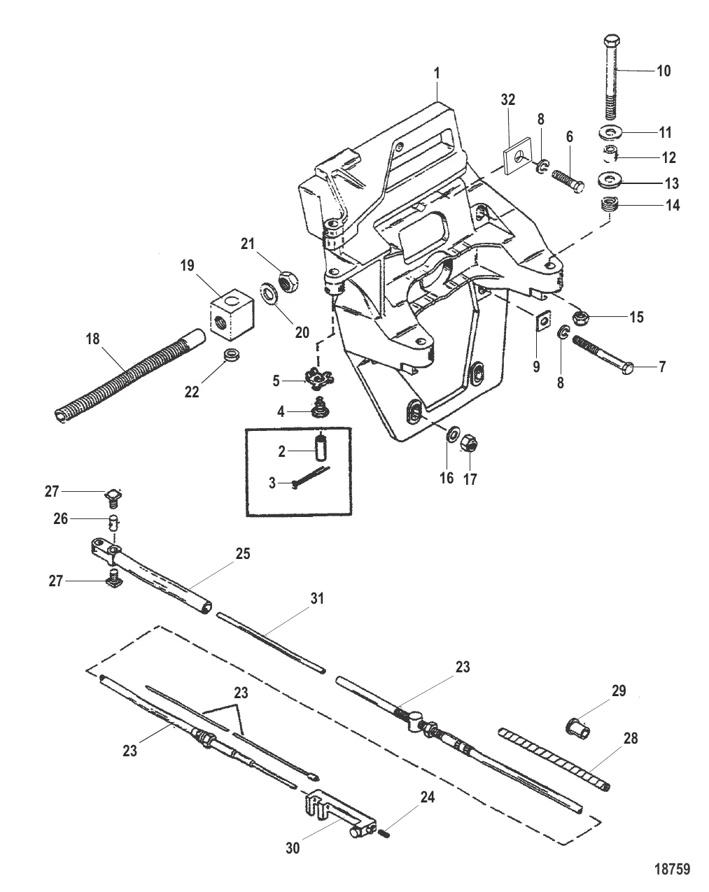 TRANSOM PLATE AND SHIFT CABLE